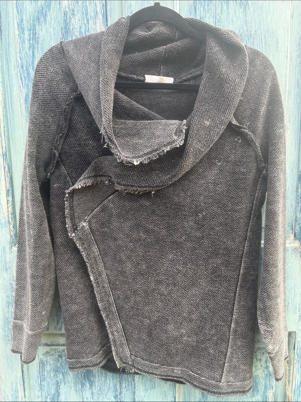 Gilded intent acid washed dystopian style cowl neckline asymmetrical thermal